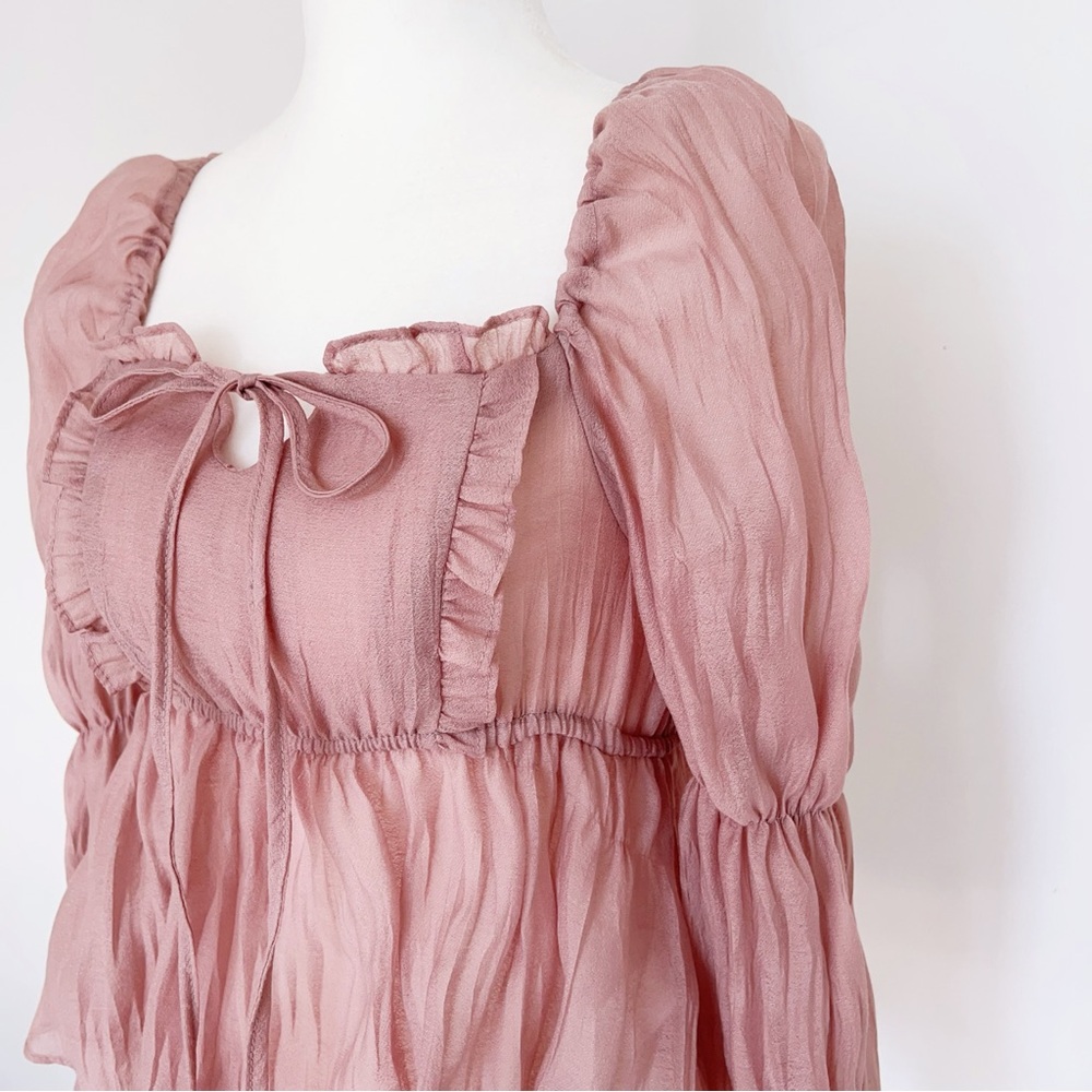 Fairycore Sheer Blouse – Soft Romantic Puff Sleeve Top！100% new condition! - Picture 6 of 10